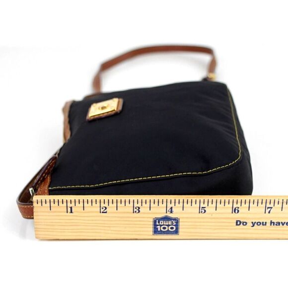 Ralph Lauren BLACK NYLON CANVAS TAN BROWN LEATHER CROSSBODY SHOULDER BAG HANDBAG - Picture 11 of 15